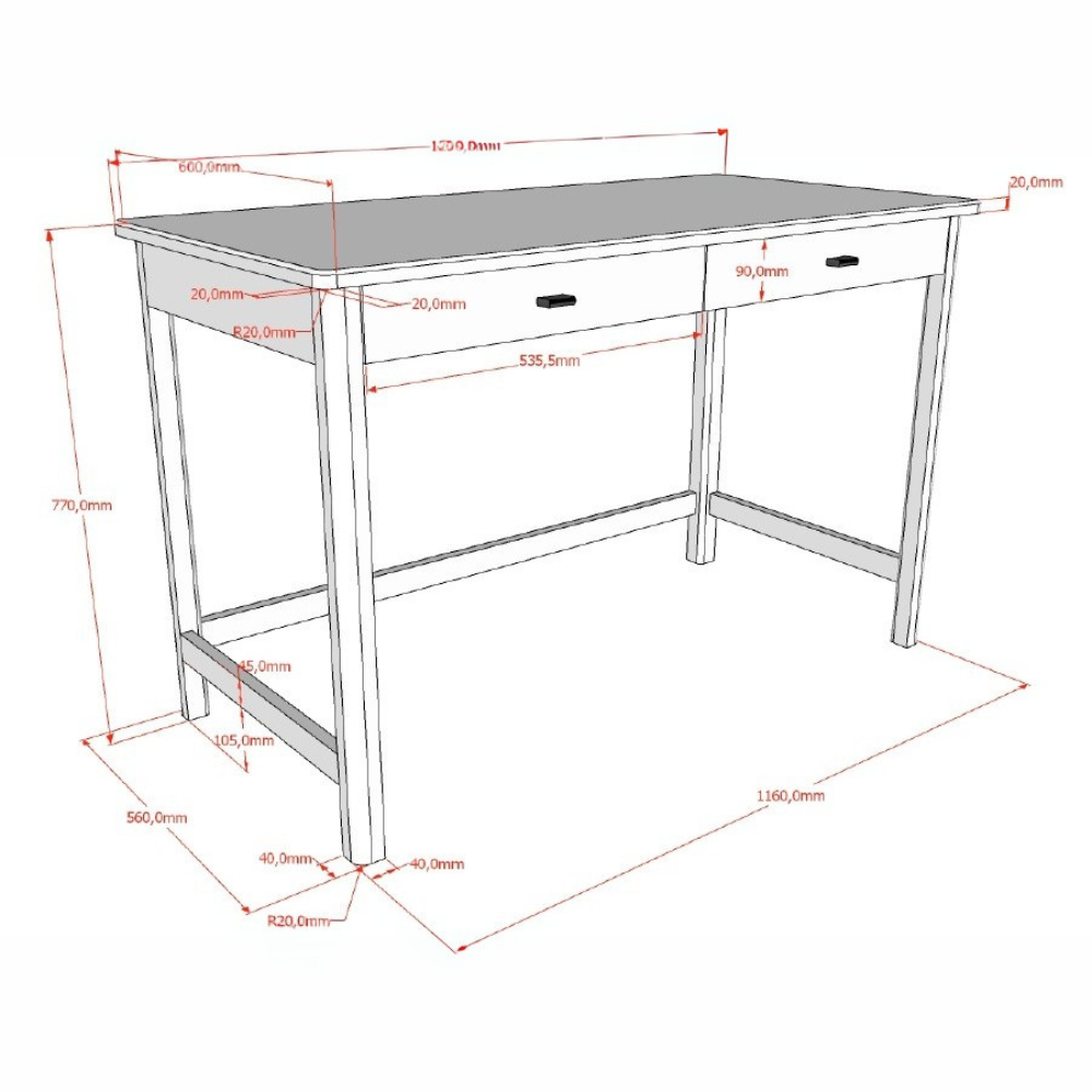 Crafted in European oak, the Forrest Kids Desk offers rustic style, a spacious worktop & 2 drawers for a practical workspace in a stylish natural oak finish
