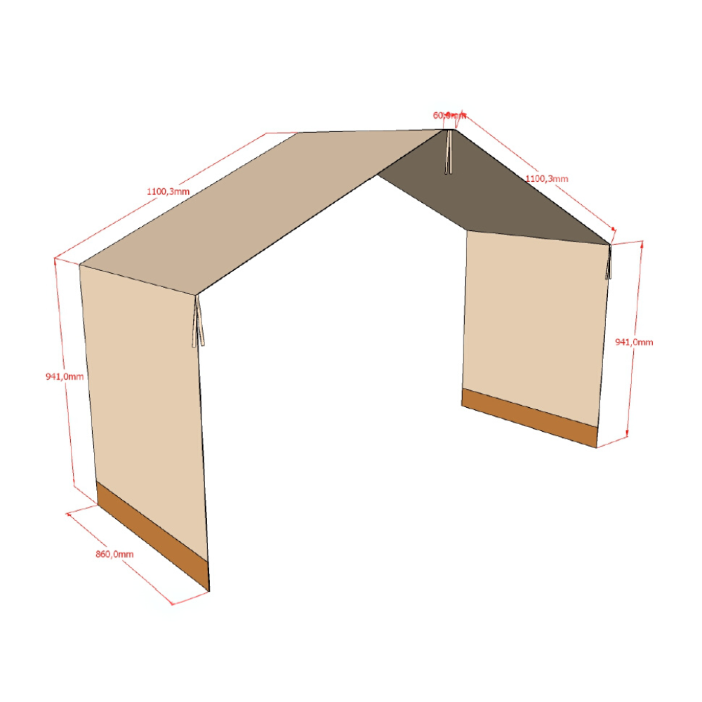 The Forrest Oak Kids House Bed Set with a Textile features a, textile draped over the roof, 3 side guardrail & a sturdy oak frame, ideal for kids aged 4+