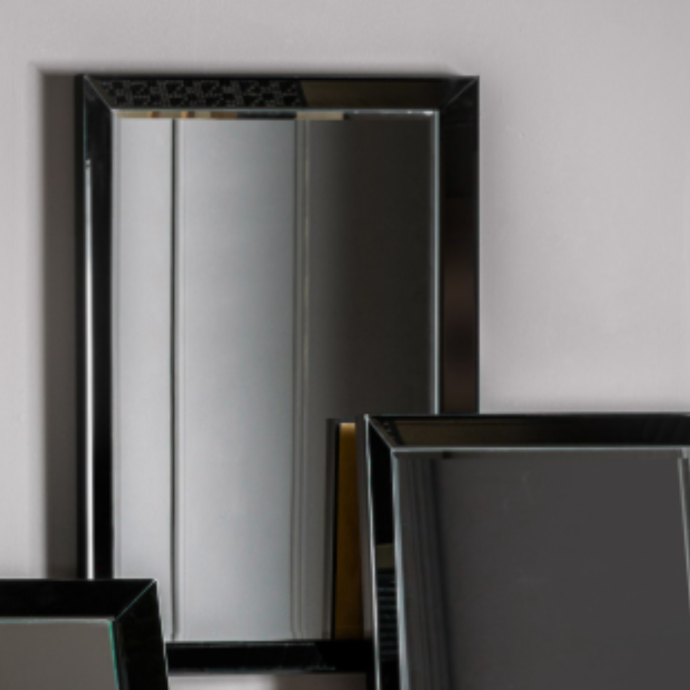 The Gallery Luna Rectangle Mirror in Black features Sleek bevelled design, versatile orientation and timeless elegance.