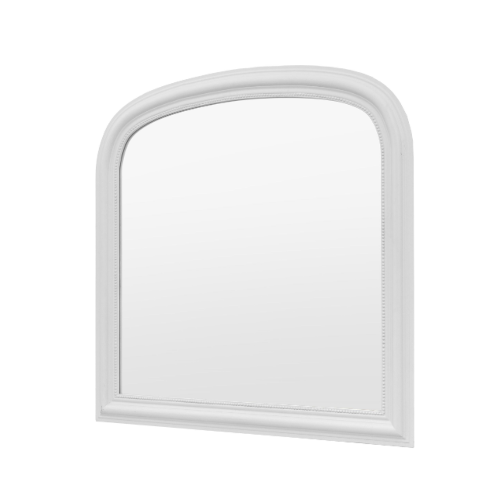 The Gallery Sherwood Overmantle Mirror - Stone is an arch-shaped mirror with stone finish, ideal for mantles enhancing any room.