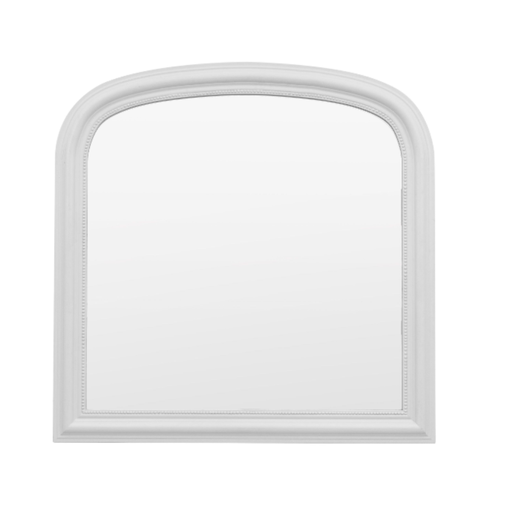 The Gallery Sherwood Overmantle Mirror - Stone is an arch-shaped mirror with stone finish, ideal for mantles enhancing any room.