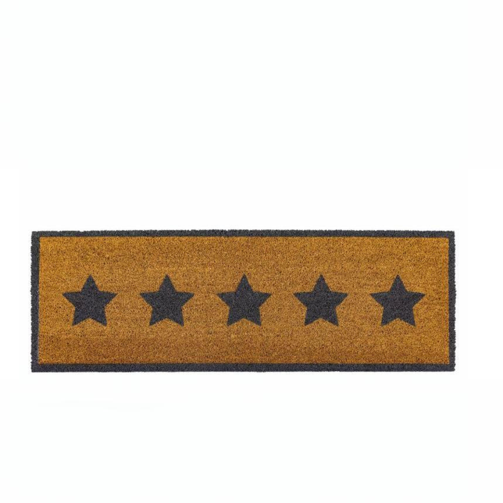 The Gallery Star Coir Double Doormat is extra-wide for double doors, durable coir traps dirt, with non-slip backing.