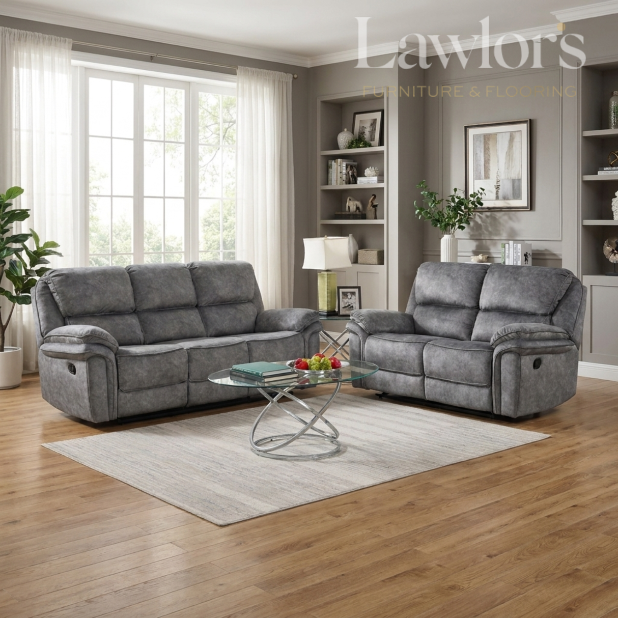Glendale Recliner Sofa Set 3+2 - Dark Grey