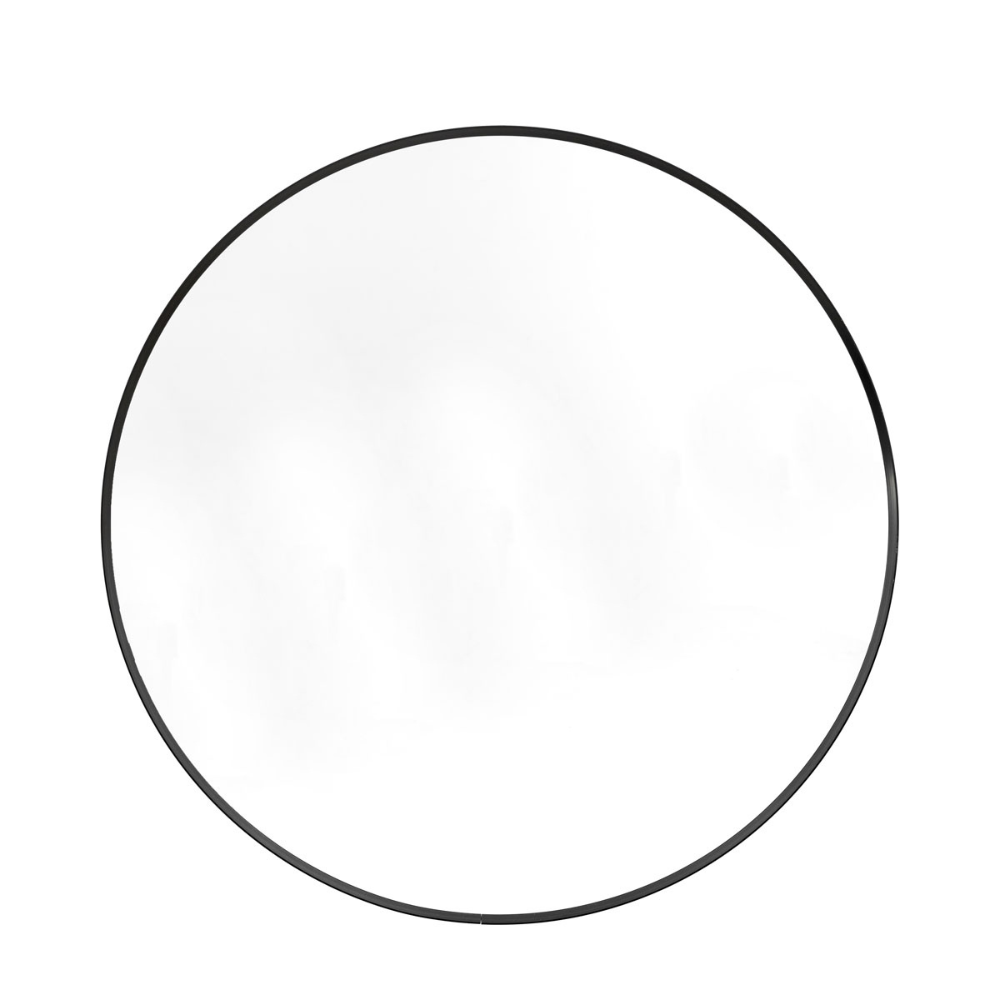 The Holworth Round Mirror in Black 800x35x800 sleek design & durable build is ideal for living rooms, bedrooms or hallways.