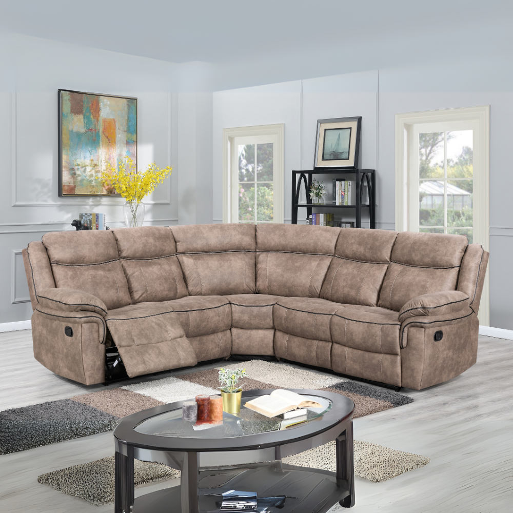 Relax in style with the Lismore Recliner Sofa in Brown Fabric featuring plush comfort, manual recline and modern design, the perfect living room upgrade