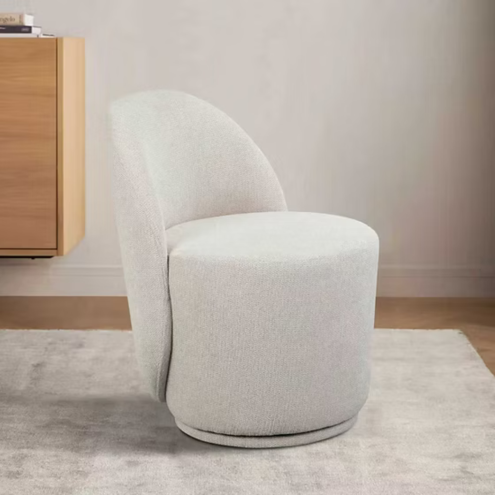 The Lowa Fabric Swivel Chair is available in four colours Sand, Beige, Light Pink and Grey, ideal for desks or vanity units with no assembly required