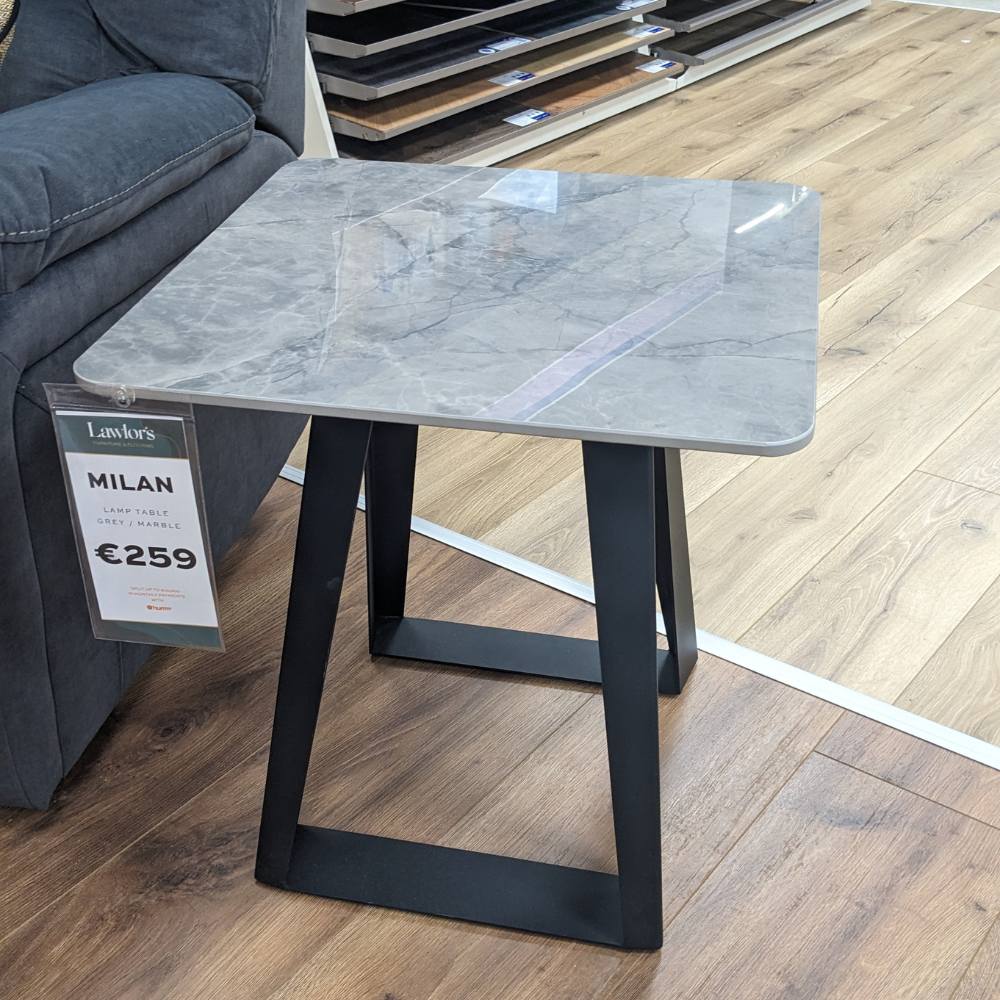 The Milan End Table features a striking dark grey marble top and sleek black legs provide ensuring both style and stability. Enjoy nationwide shipping!