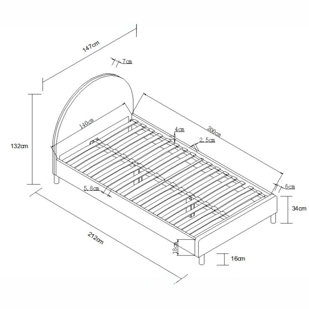 The Moon Kids Bed 140 x 200cm in Pink Boucle features a rounded headboard, soft upholstery and durable frame that is both cozy and stylish for any child