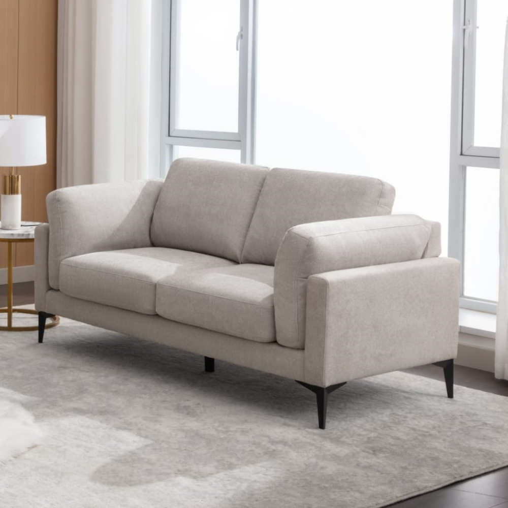 The Newport 3+2 Sofa Set in Light Grey features soft-touch fabric, padded headrests, armrests with 2 and 3 seater set