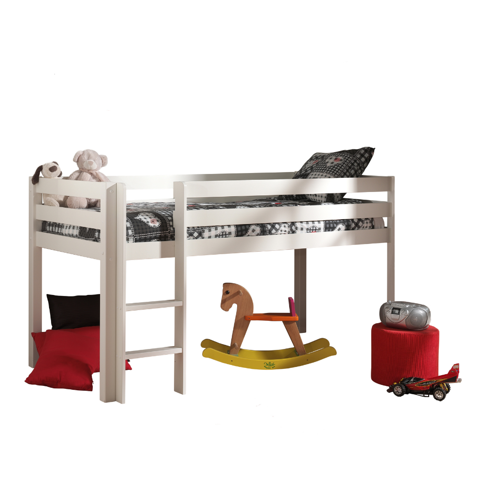The Pino Kids Sleeper in White features a safe, space saving design with flexible ladder placement and under bed play or storage space