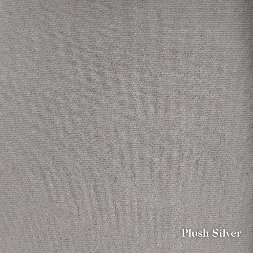 Plush Silver fabric swatch, a soft shimmering grey, available for Faith & Ethan Headboards and Divans