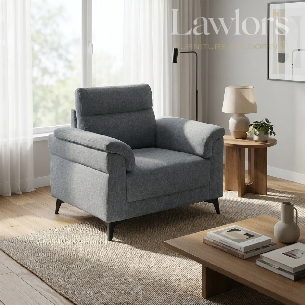 Gray armchair in a modern living room