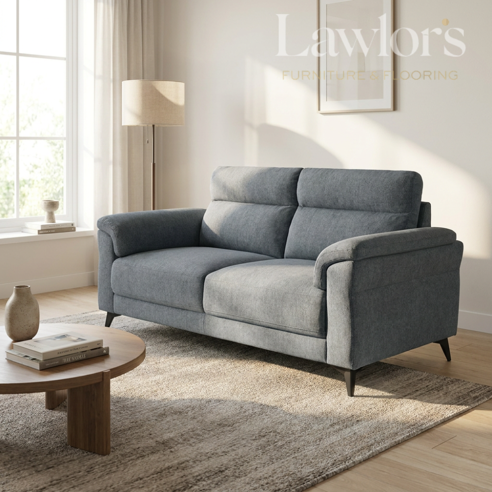 Gray 2 seater sofa in a living room
