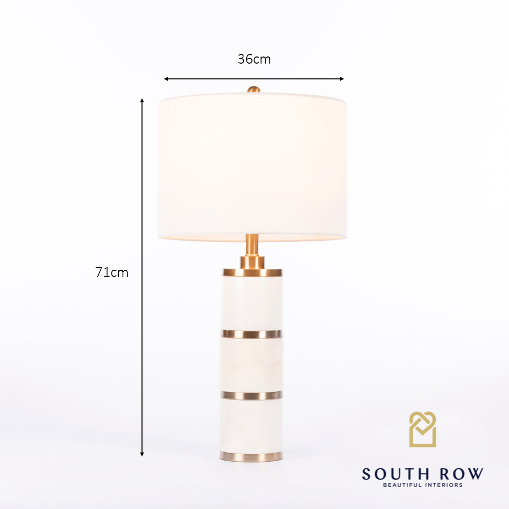 South Row Rocca Marble/Brass Ring Table Lamp 71cm