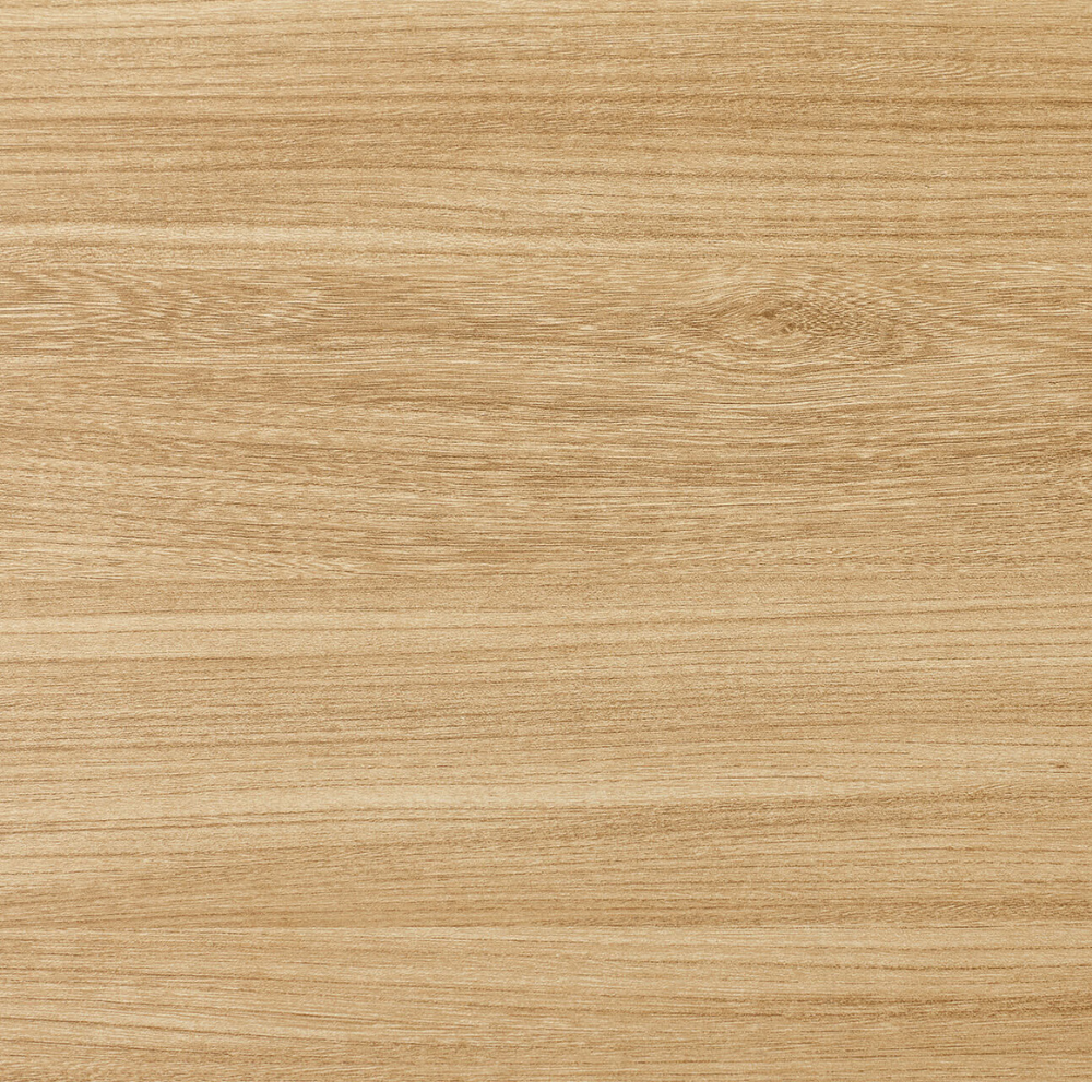 The Sadia Oak Round Dining Table 1100mm in Biscuit features heat, stain and scratch-resistant top with modern black metal legs