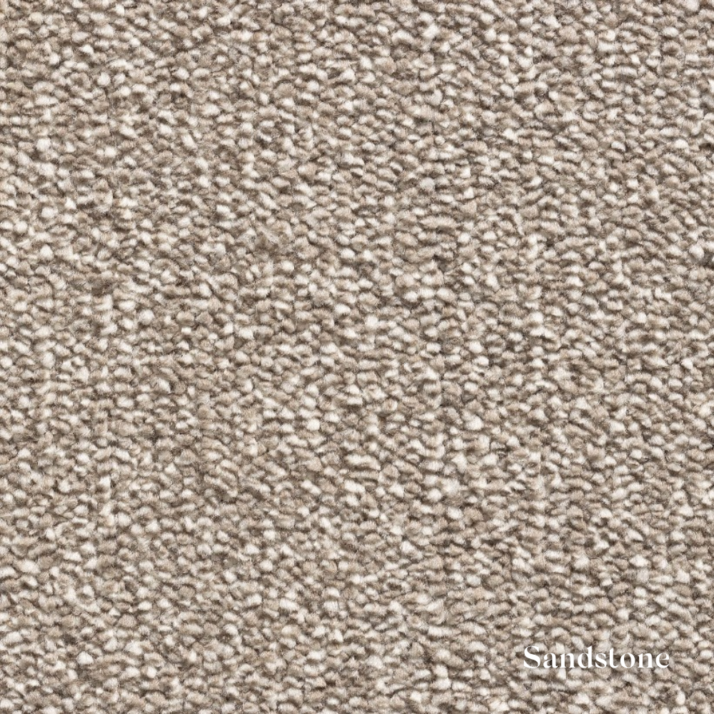 Close-up of sandstone-colored carpet texture