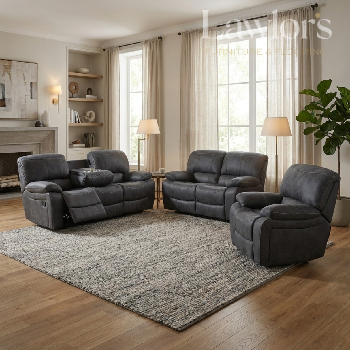 Savanna Recliner Sofa Set 3+2+1 - Slate Grey