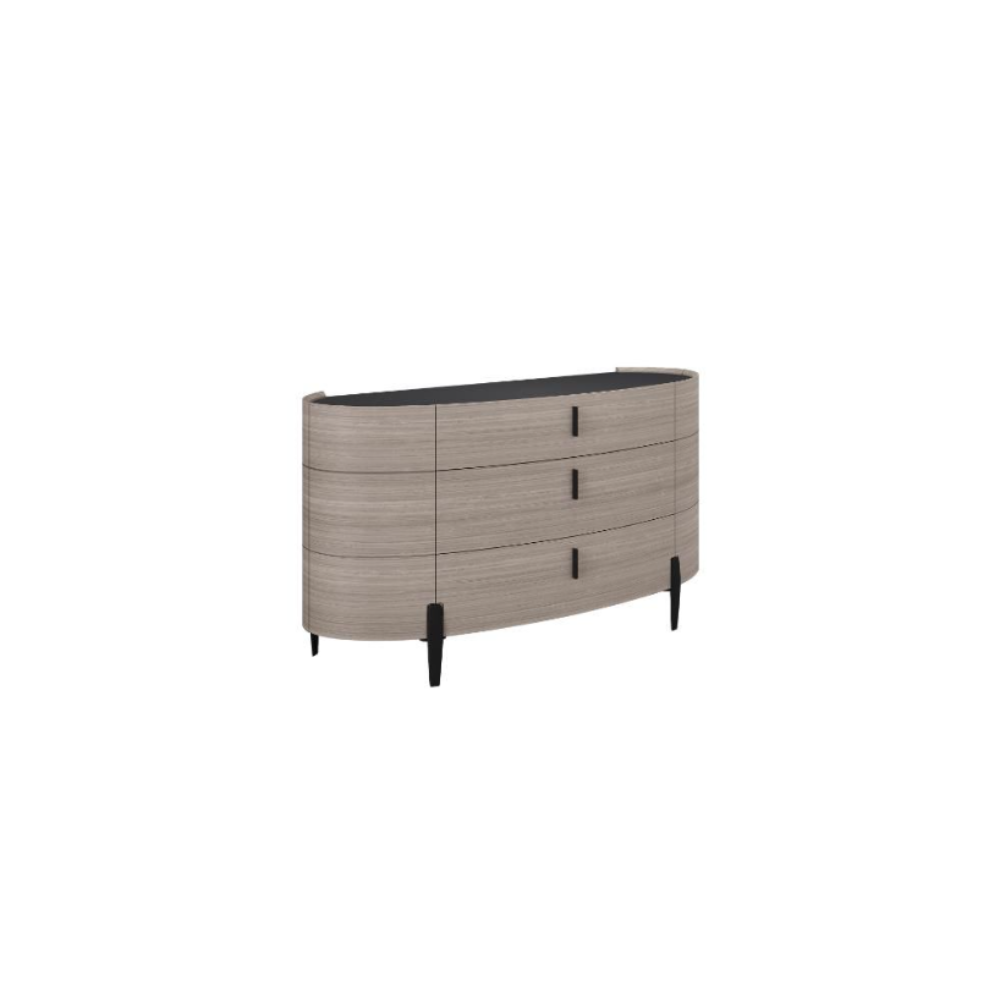 The Siena Large 3 Drawer 2 Door Chest features three spacious drawers and two doors, showcasing a modern design complemented by soft-closing mechanisms.