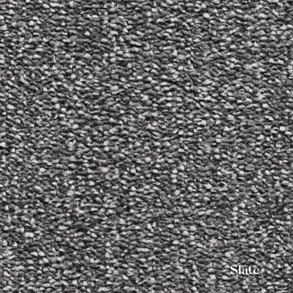 Close-up of a textured gray surface with 'Slate' label