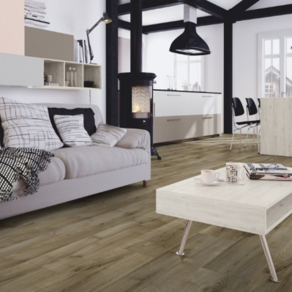 The Sound Opera Oak Laminate Flooring - 12mm features AC5 rated, 3D oak texture, click installation and 30-year warranty
