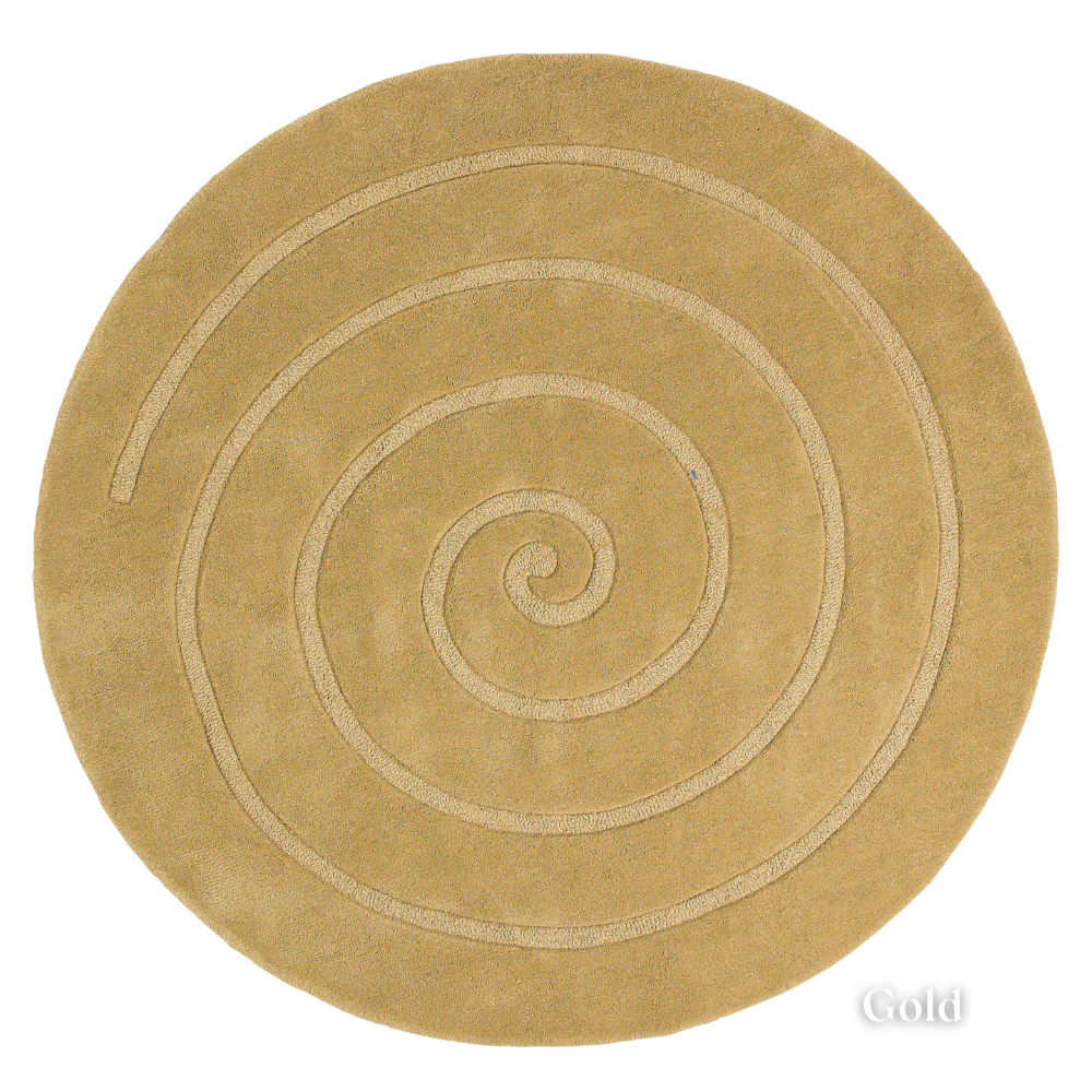 Create a cozy vibe with the Spiral Plain Hand-Tufted Wool Rugs offering thick, high-quality wool in Ivory and Gold, with a plush 1.10cm pile.