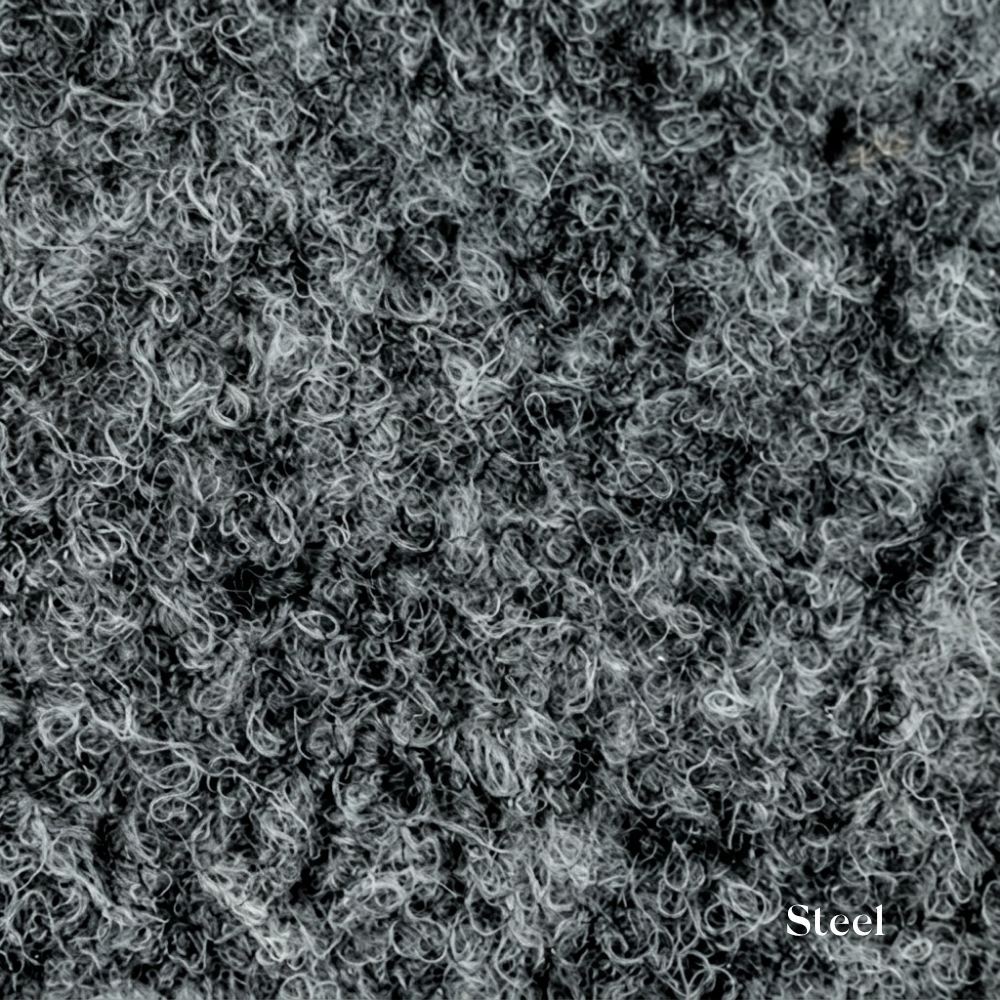 Close-up of steel fibers with 'Steel' label