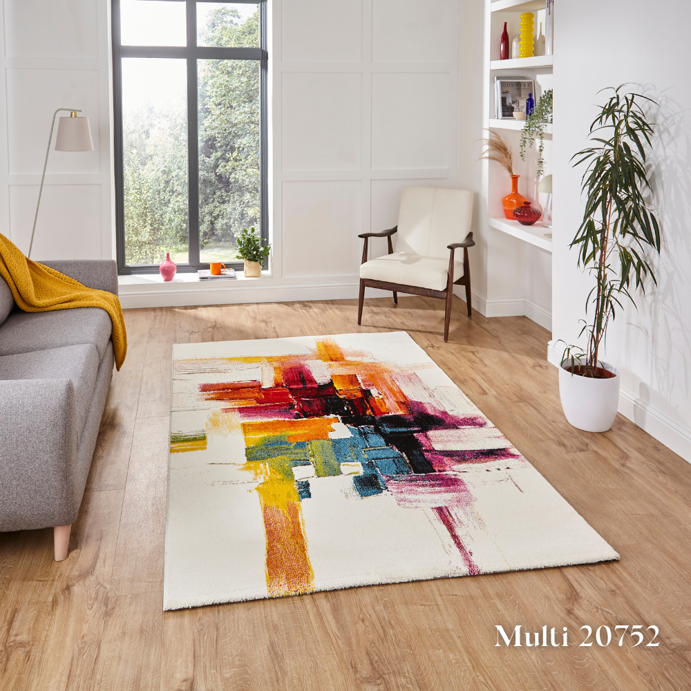Upgrade you home with the Sunrise Modern Abstract Machine Made Rugs Range featuring bold abstract design, hand carved texture and stain resistant softness.