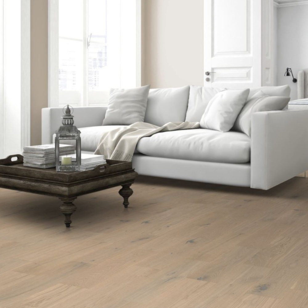 The Taj Mahal Oak Engineered Flooring - 15mm features light beige tones, easy installation, eco-friendly and durable European design