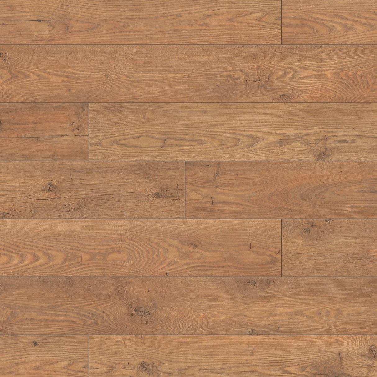 Close-up of laminate flooring with a warm brown colour.