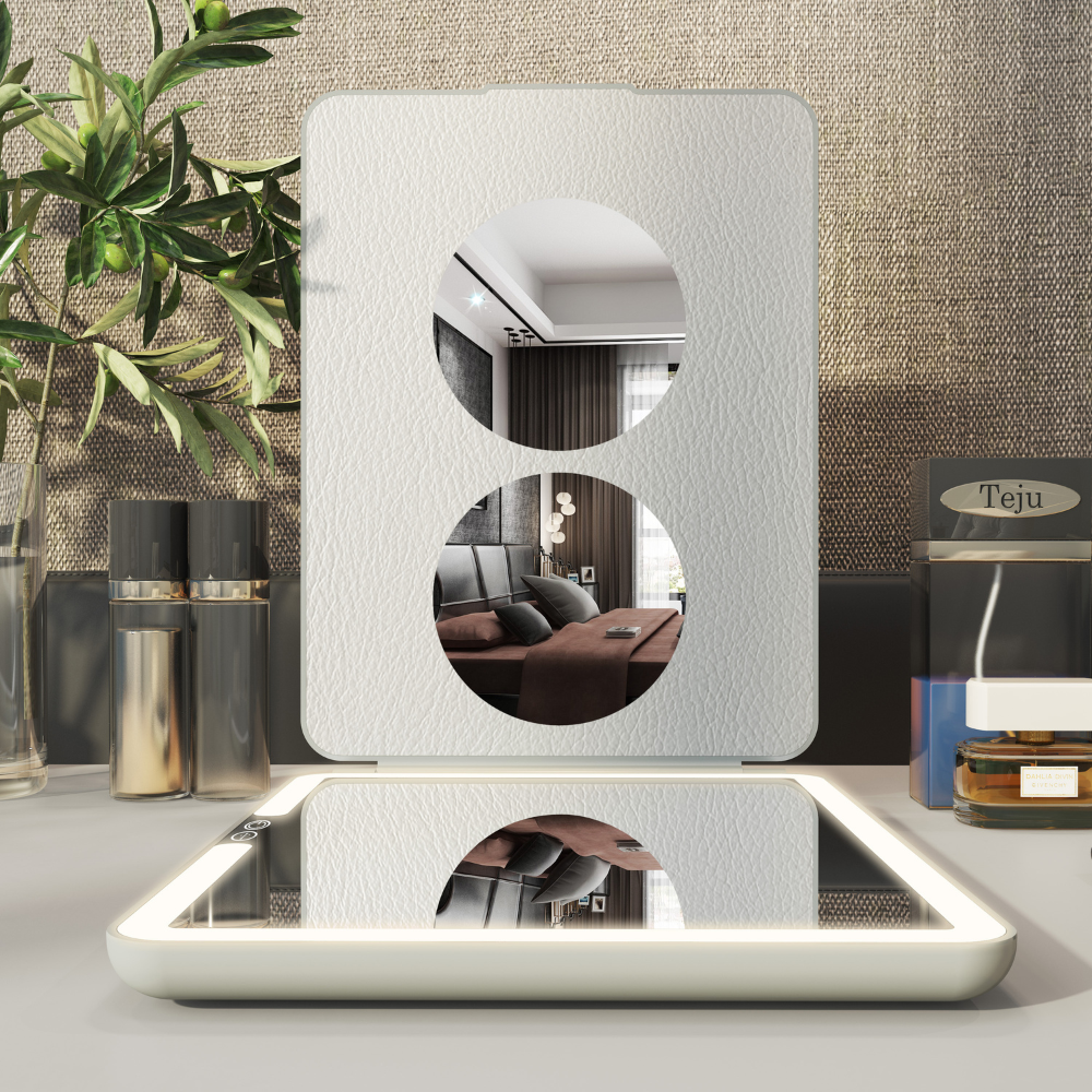 The Vanitii iPad LED Makeup Mirror features 3-color adjustable brightness, USB rechargeable and protective flip cover