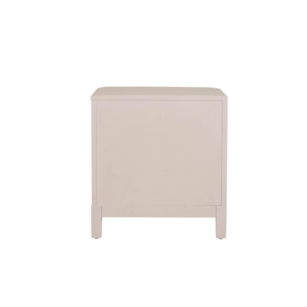 The Zahra Bedside Locker 2 Drawer in Parisian Cream comes with an oak finish, providing both an elegant style and functionality.