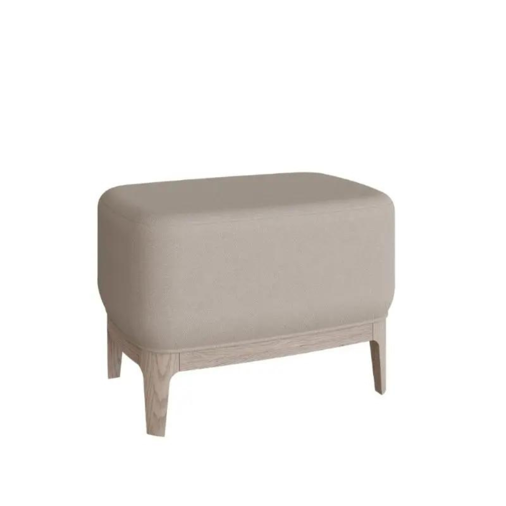 The Zahra Footstool in Parisian Cream with high-quality ash veneer, stylish and durable making it an ideal addition to enhance any bedroom style.