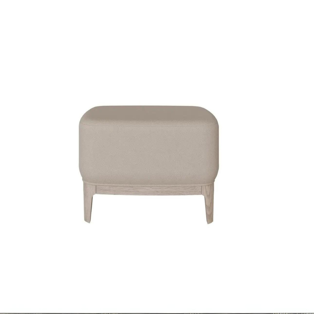 The Zahra Footstool in Parisian Cream with high-quality ash veneer, stylish and durable making it an ideal addition to enhance any bedroom style.