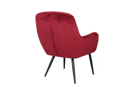 Cassie Accent Armchair features luxurious velvet in vibrant crimson, with a detachable cushion for easy maintenance.