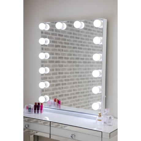 Shine bright with this 14 Bulb LED Hollywood Makeup Mirror Portrait - 800mm featuring portrait style, 14 LED lightbulbs and a large surface