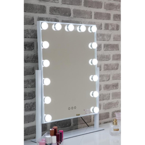 Glow up in style with this 15 Bulb LED Hollywood Makeup Mirror with Swivel Stand - 600mm featuring an adjustable swivel stand, 15 LED bulbs and sleek design