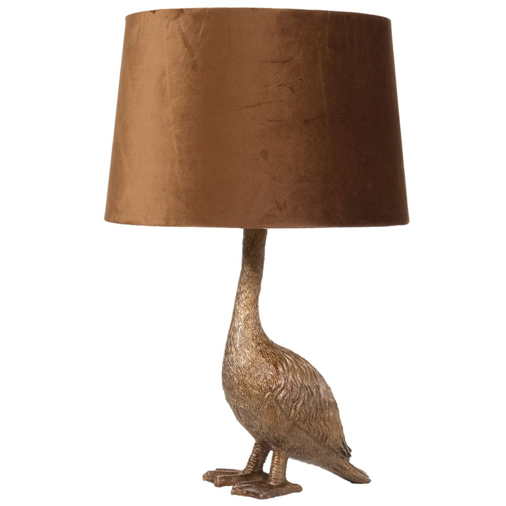 Gold Duck Lamp with Biscuit Shade