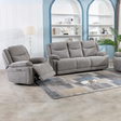 The Hayden Recliner Sofa Set in Light Grey features manual reclining, plush comfort, and durable upholstery