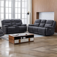 The Hayden Sofa Set 3+2 in Dark Grey is upholstered in dark grey and premium materials with plush cushions and spacious seating.