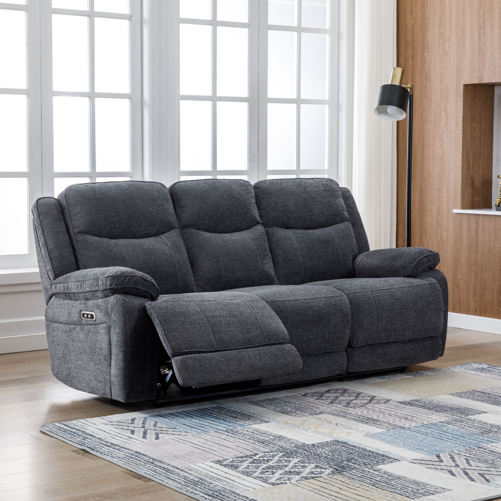 Hayden Recliner Sofa Set 3+2+1 - Dark Grey
