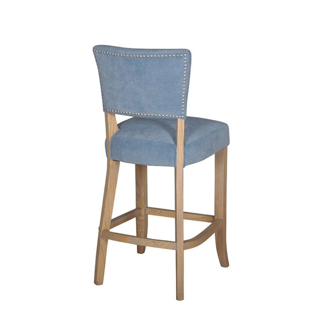 Ontario Blue Velvet Bar Stool