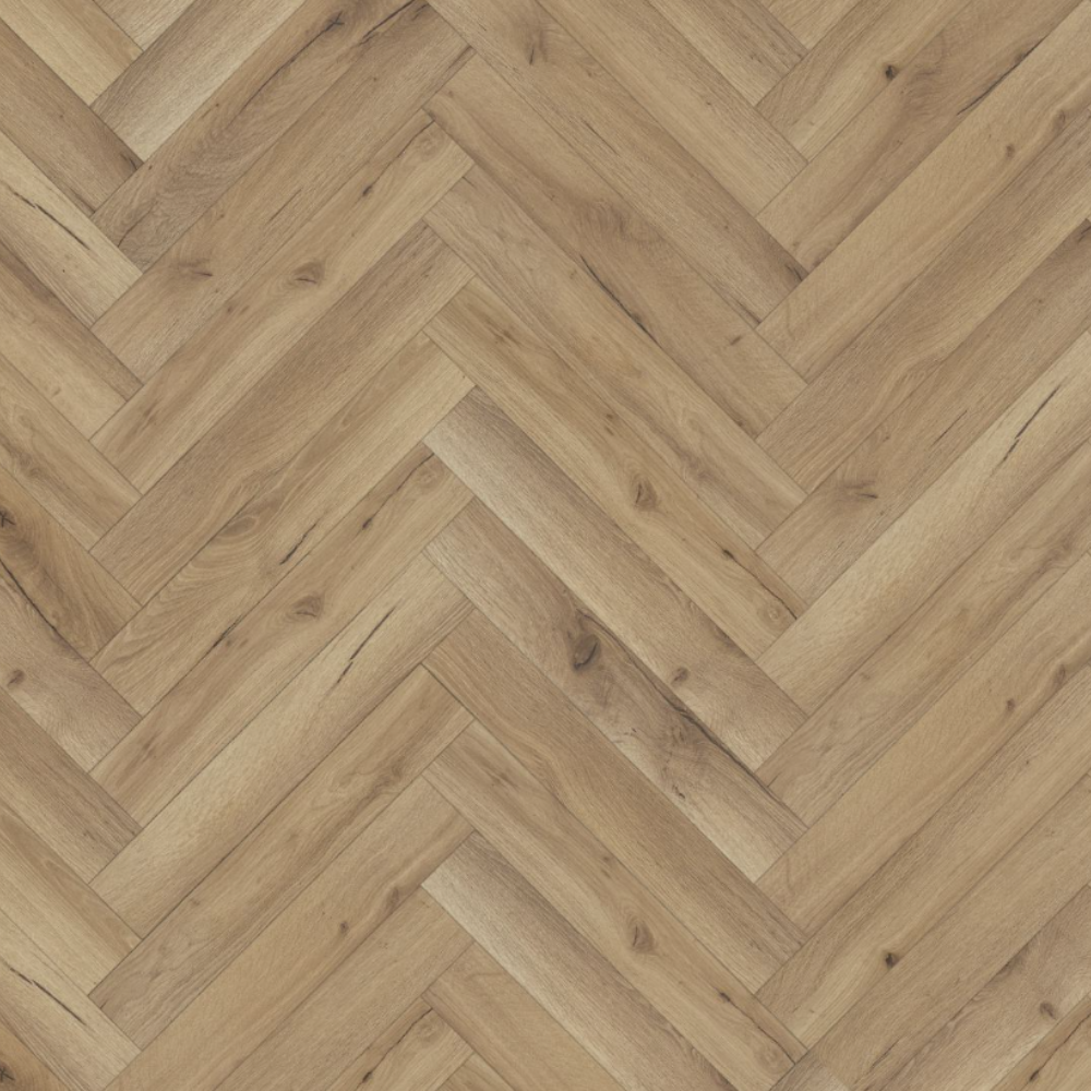 Enhance your space with Albany Oak Herringbone Laminate Flooring featuring an AC4 rating, underfloor heating compatible and easy-to-install choice.