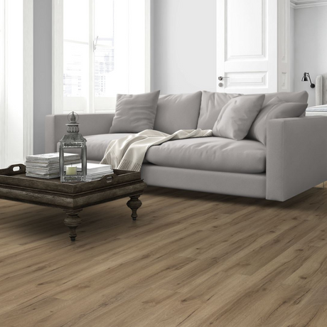 Enhance your space with Albany Oak Laminate Flooring 12mm durable, antibacterial and easy to install with a natural wood finish and 15-year guarantee.