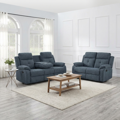 Slate Grey 3+2 recliner sofa set in a living room setting