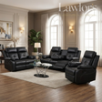 Black 3+2+1 recliner sofa set in a living room
