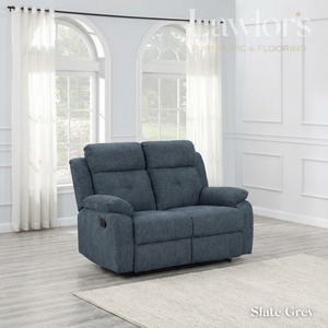 Slate grey 2 seater recliner in a living room