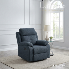 Slate grey reclining armchair in a living room