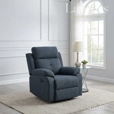 Slate grey reclining armchair in a living room