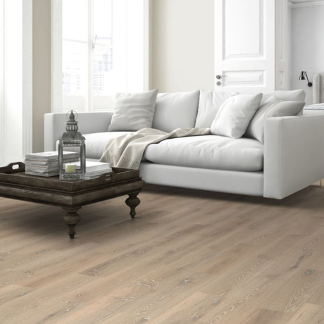 The Alexandria Oak Engineered Flooring - 15mm features warm tones, whitewashed grain, easy installation and durable European craftsmanship