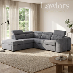 Grey sectional LHF sofa bed in a living room